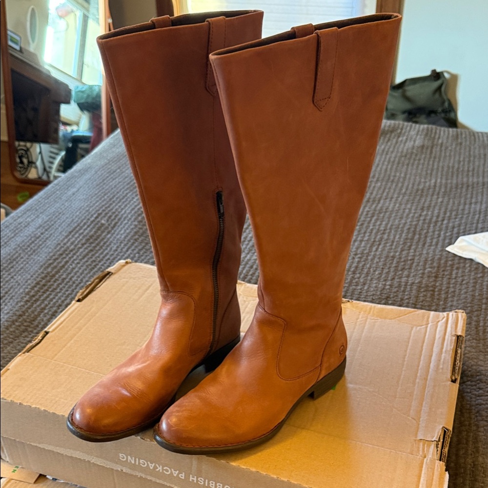 Born Women's Tan Leather Over the Knee Boots